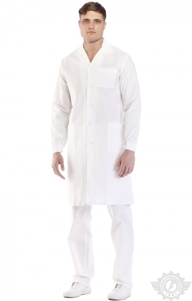 61719 Халат мужской белый  Медицинская одежда  размер 44-46/158-164 Спецодежда  - Вид №10