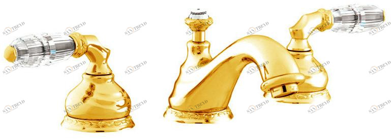 Bronces Mestre Смеситель для мойки на 3 отверстия с кристаллами swarovski® Austral sun-id-1503036