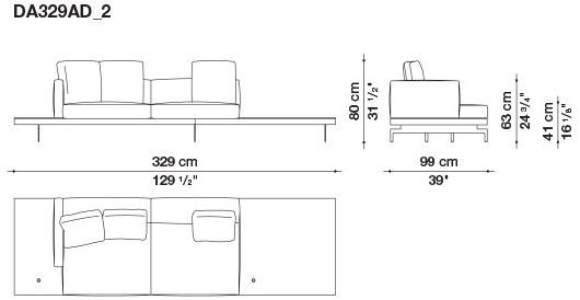 B&B Italia 3-х местный тканевый диван с шезлонгом Dock sun-id-1355318 - Вид №128