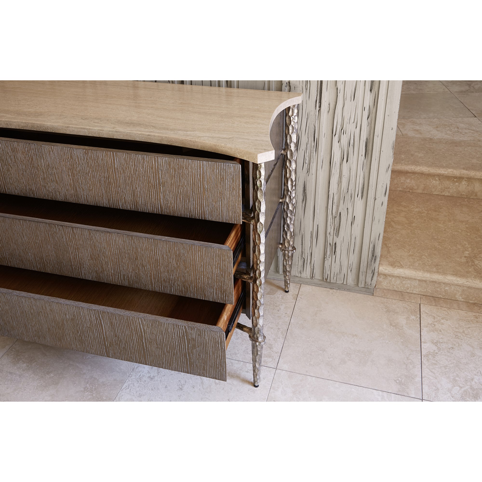 Тумбочка 09133-830-001 Chiseled Chest - Driftwood / Ant. Silver Ambella  - Вид №3