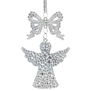 89368977 Украшение декоративное подвесное Ангел 14x9 см белый STLM-1399456