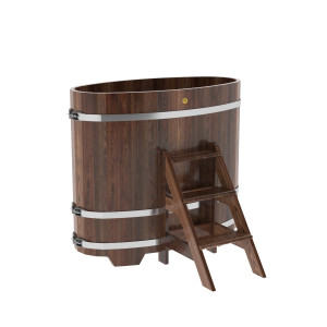 1138 Купель овальная из лиственницы 0,69х1,31х1,2 морёная премиум Alyarus