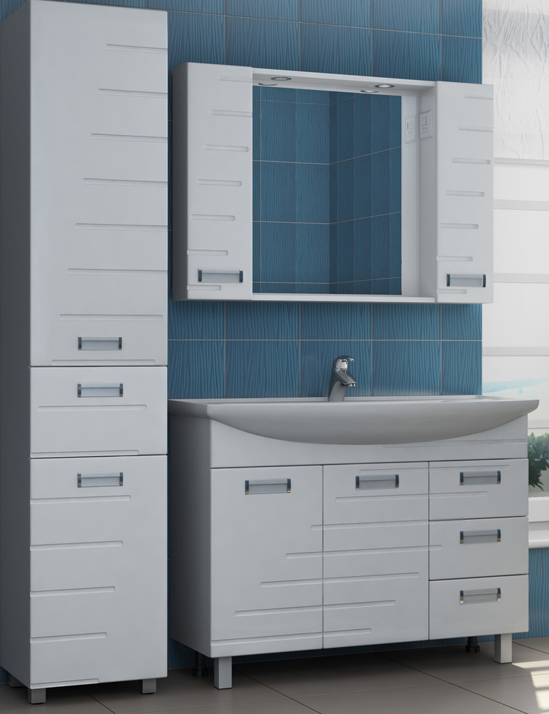 Зеркало Diana 1000 со спотом1000⨉150⨉700 мм белый VIGO sun-id-665213 - Вид №3