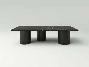 Прямоугольный журнальный столик из дуба с мраморной столешницей Saint Laurent