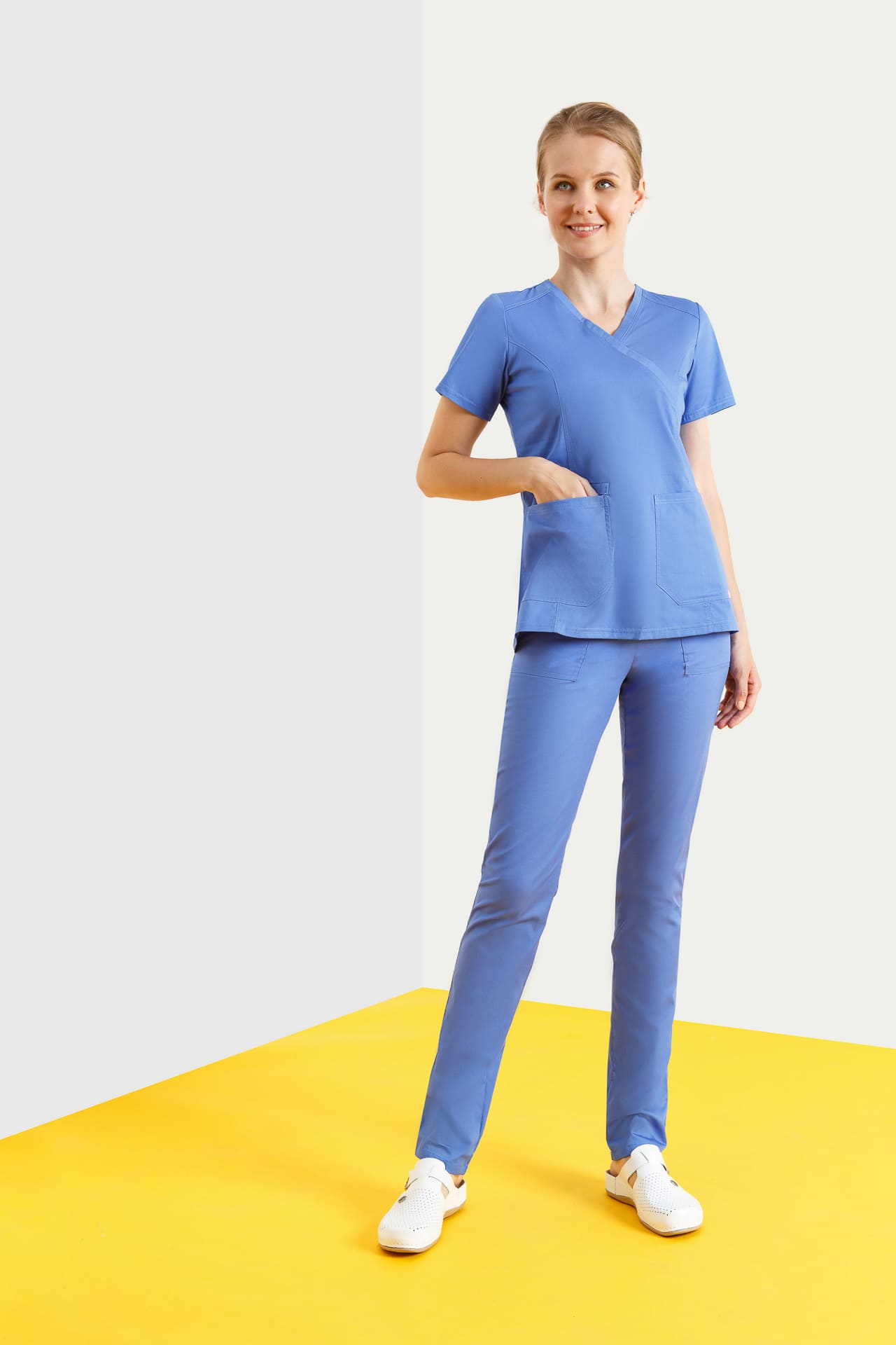 68051 Блузка женская BLUE (голубой) SINDIKA  Медицинская одежда  размер 54 (XXXL)  - Вид №2