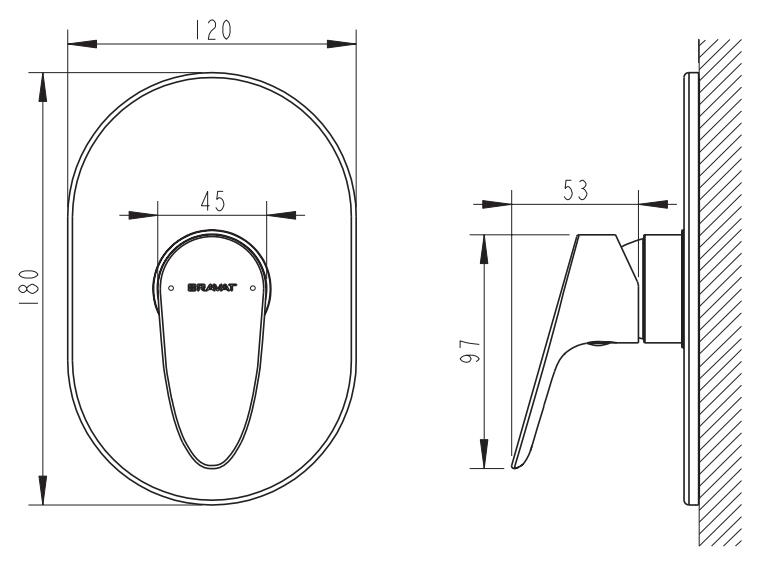 Смеситель встраиваемый в стену (1-функц.) DROP PB84898CP-RUS bravat - Вид №1