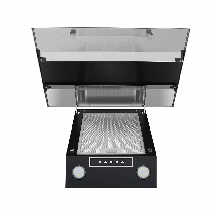 BRIDGE 60 INOX Glass Black Вытяжка / тип: подвесная, цвет: нержавеющая сталь/черное стекло, управление: кнопочное, ширина, мм: 600, полная потребляемая мощность, вт: 190• количество скоростей: 3• максимальная производительность, м3/ч: 850• площадь кухни: Santreyd  - Вид №3