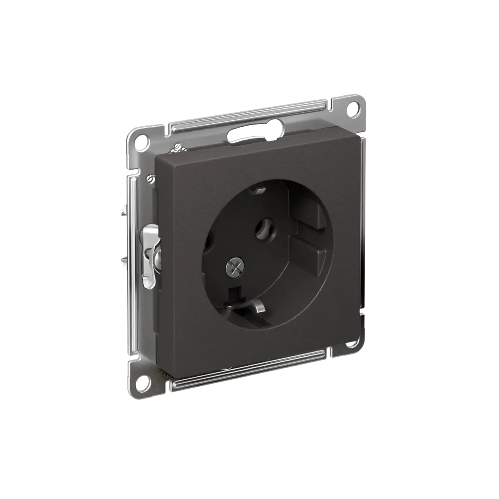 Розетка встраиваемая Systeme Electric AtlasDesign с заземлением цвет базальт 89457220 STLM-2165088