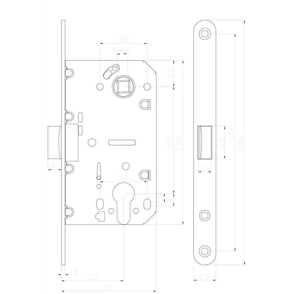EDSON Защёлка дверная с замком под ключ EDS-50-85 графит 18744180 STLM-0012420 - Вид №5