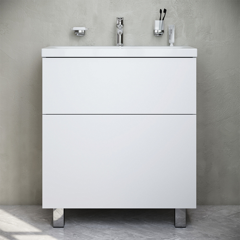 M90FSX07522WG32 База под раковину напольная 75 см 2 ящика push-to-open цвет: белый глянец AM.PM Gem