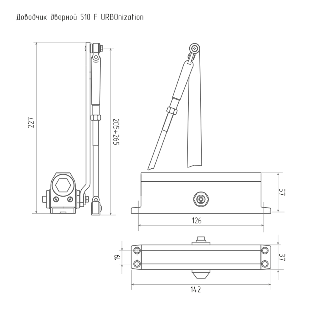 Доводчик дверной 510 F URBOnization 15-60 кг цвет коричневый НОРА-М STLM-2097567 - Вид №3
