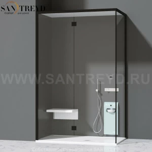 Effegibi FITBOX B Душевая кабина с профилем из черного алюминия. Установка: в левый угол. Размеры: длина 139 см, Дверные петли на стекле FB10020007