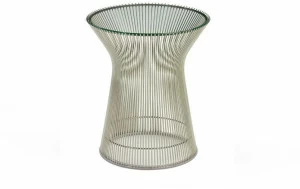 KNOLL Круглый сервировочный стол из стали и хрусталя Platner