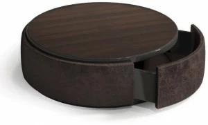 PRADDY Круглый кожаный журнальный столик с отделением для хранения вещей Doria Tr024