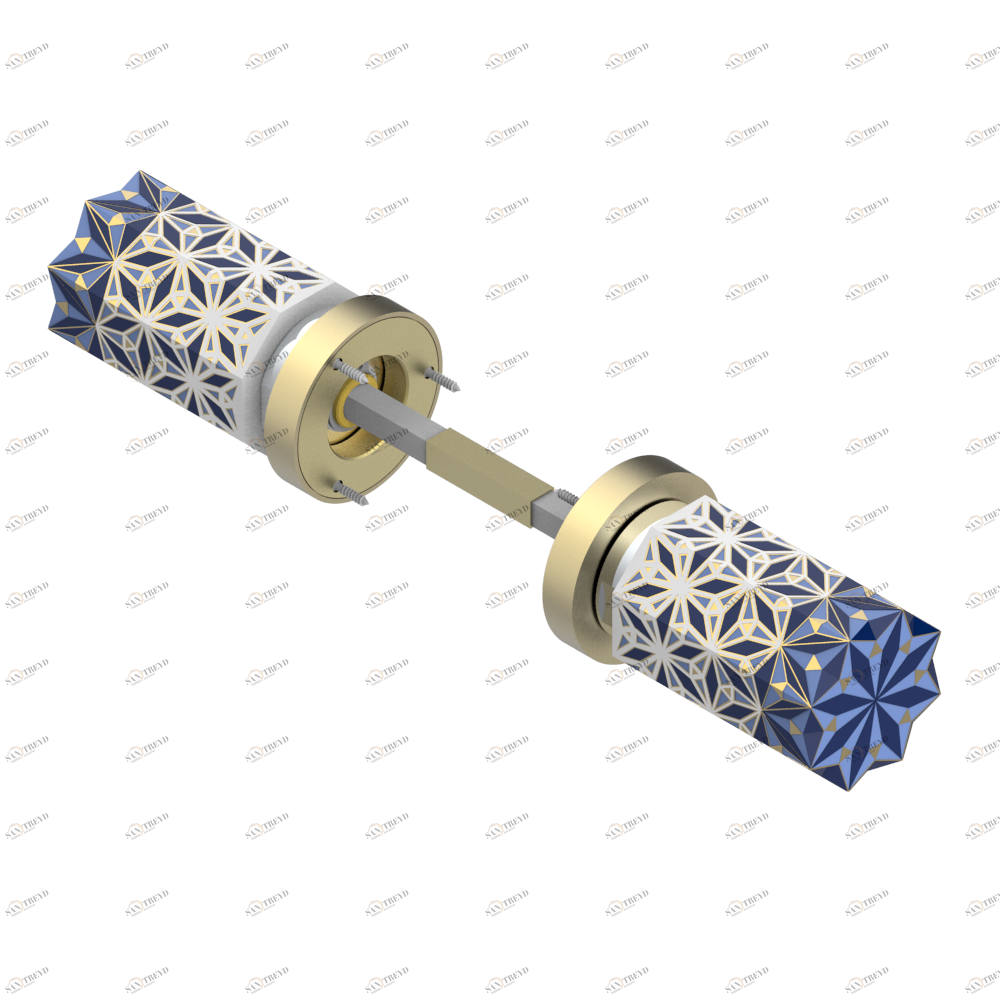 U2L-638 Ручка дверная двухсторонняя - 7 мм стержень Thg-paris Nihal porcelaine bleue Хром/золото U2L-638 CAT.A