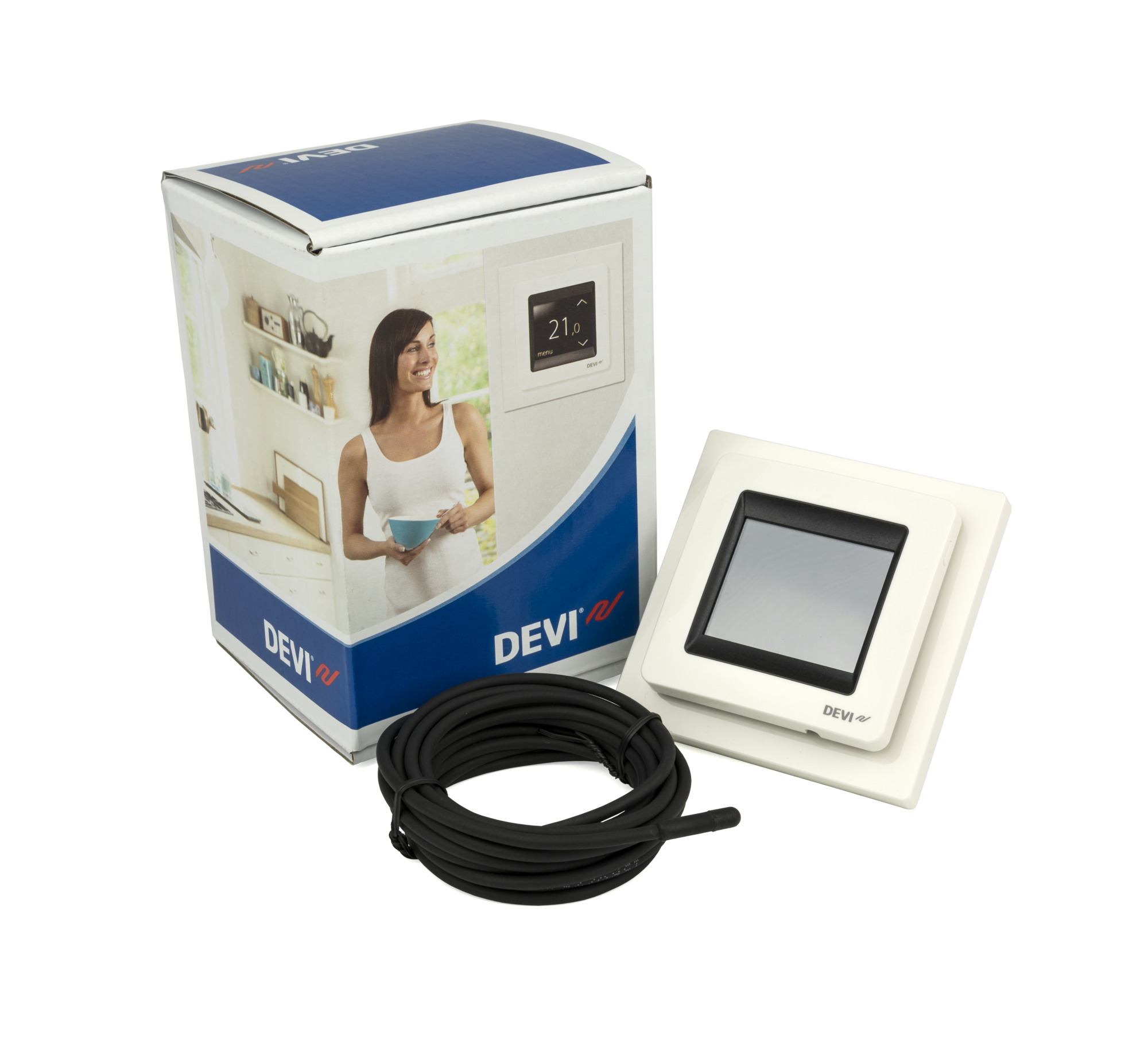 Danfoss DEVIreg™ Touch — программируемый терморегулятор для теплого пола с сенсорным дисплеем DEVIreg Touch терморегулятор поляр-белый 140F1071  - Вид №2