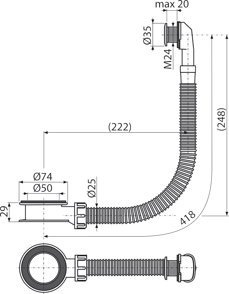 Слив-перелив для умывальника, хром ALCAPLAST A328CR - Вид №1