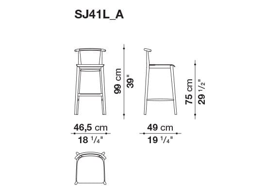 Высокий деревянный табурет с подставкой для ног B&B Italia Jens ARCH-00115597 - Вид №2