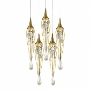 Светильник подвесной 120х30 см золото Goddess Tears P68009L-5/R DELIGHT COLLECTION ДИЗАЙНЕРСКИЕ 00-3882307 Золото;прозрачный