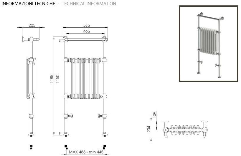 BLEU PROVENCE Чугунный напольный полотенцесушитель Scaldasalviette Sspvb3 - Вид №2