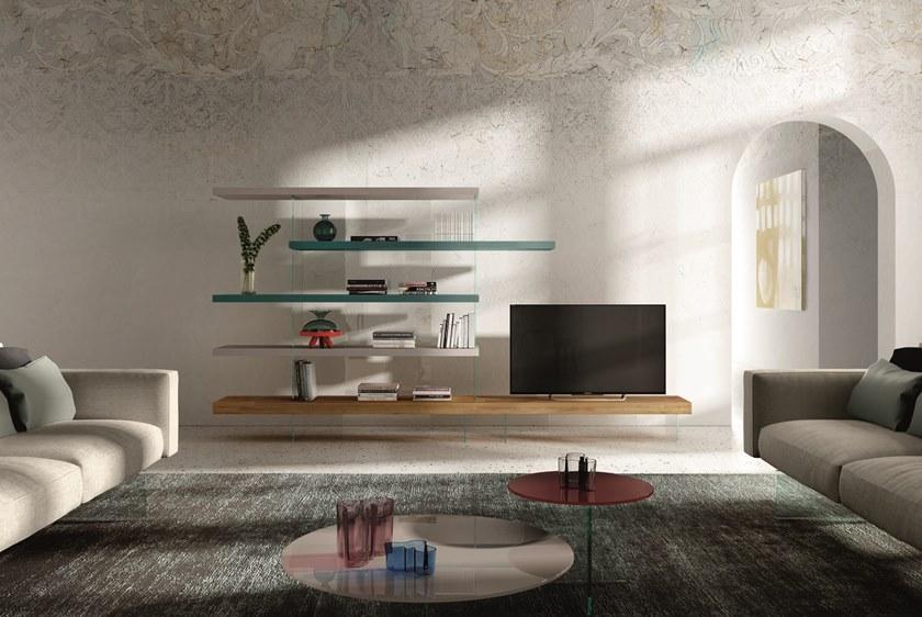 Lago Самонесущий открытый книжный шкаф из дерева и стекла Air sun-id-1401620 - Вид №1