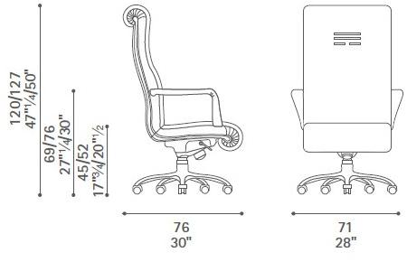 Poltrona Frau Кресло руководителя, обитое кожей, с 5 спицами и колесами L'ufficio - poltrone ufficio sun-id-1348861 - Вид №2