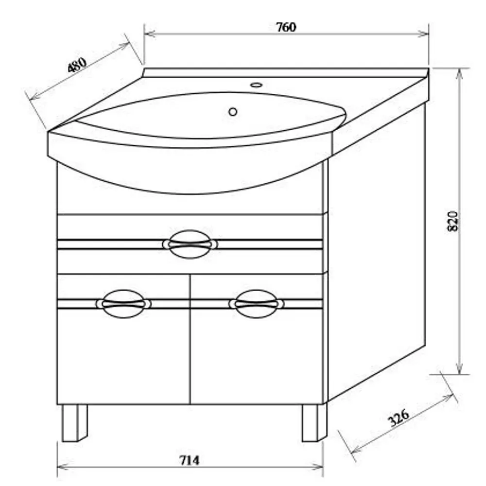 Тумба под раковину напольная Sanflor «Палермо» 75 см цвет белый STLM-2089046 - Вид №4