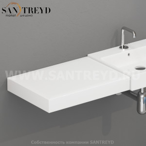 356001 Столешница из керамики 63 см (отрез на 22,32 и 42 см) 9 см цвет Белая глазурь Kerasan Cento Италия