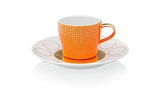 10578972 Furstenberg Набор чашек для эспрессо с блюдцами Furstenberg "Лунный свет" 70мл(оранжевая и фиолетовая),2 шт,п/к Фарфор  - Вид №2