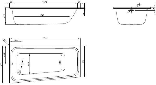 Bette Стальная ванна со встроенным душем  1131-1141  - Вид №3