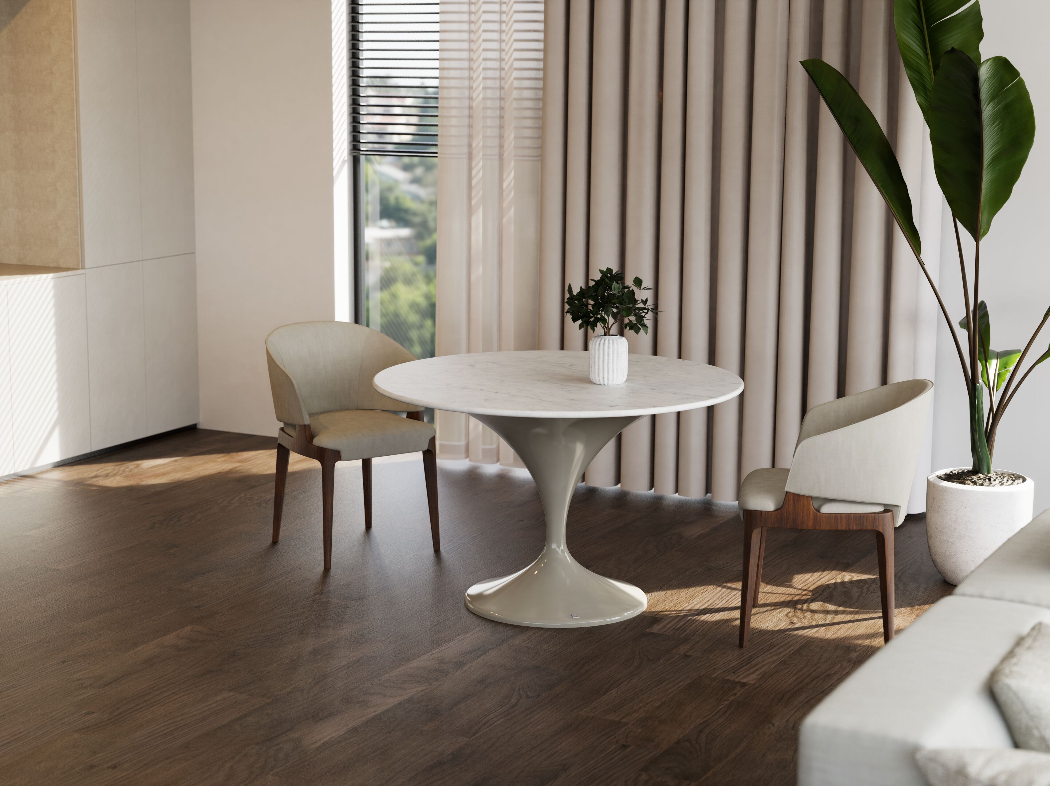 Круглый стол из стекловолокна с мраморной столешницей GANSK CHARM ARCH-00142142 - Вид №5