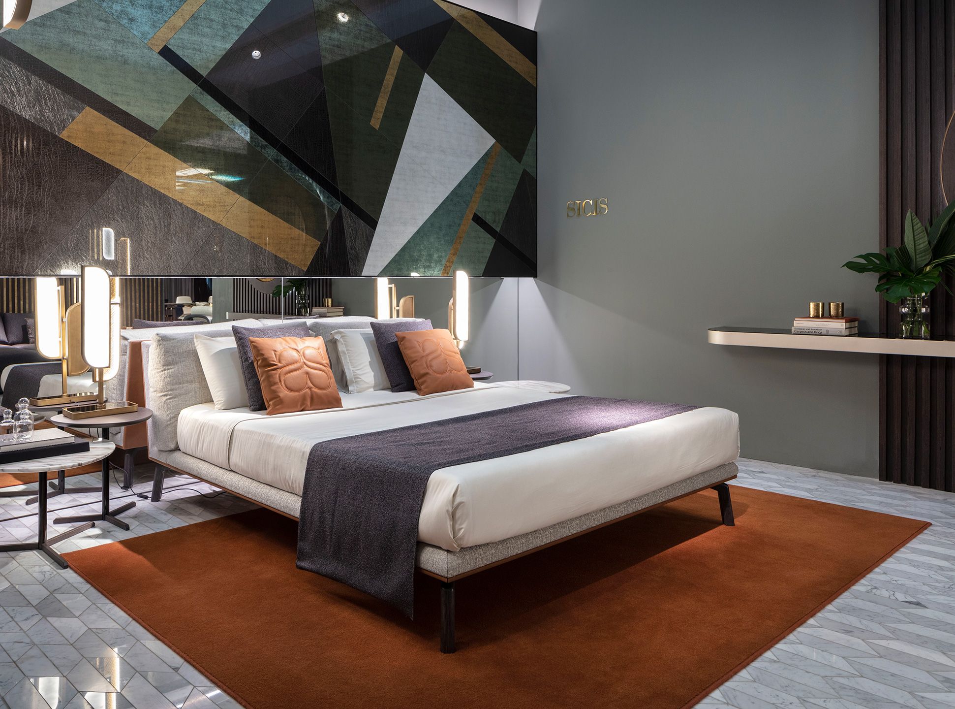 Двуспальная кровать из ткани с мягким изголовьем Sicis Cosily ARCH-00092777 - Вид №1