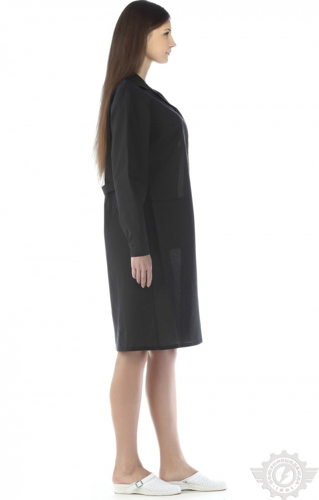 61673 Халат женский темный  Одежда для обслуживающего персонала  размер 44-46/158-164 Спецодежда  - Вид №4