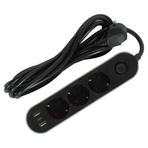 Удлинитель бытовой Skybeam 3 розетки + USB, 3 м, черный 89376450