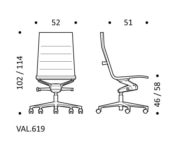 Кожаный поворотный офисный стул с 5 спицами ICF Valea ARCH-00007110 - Вид №4