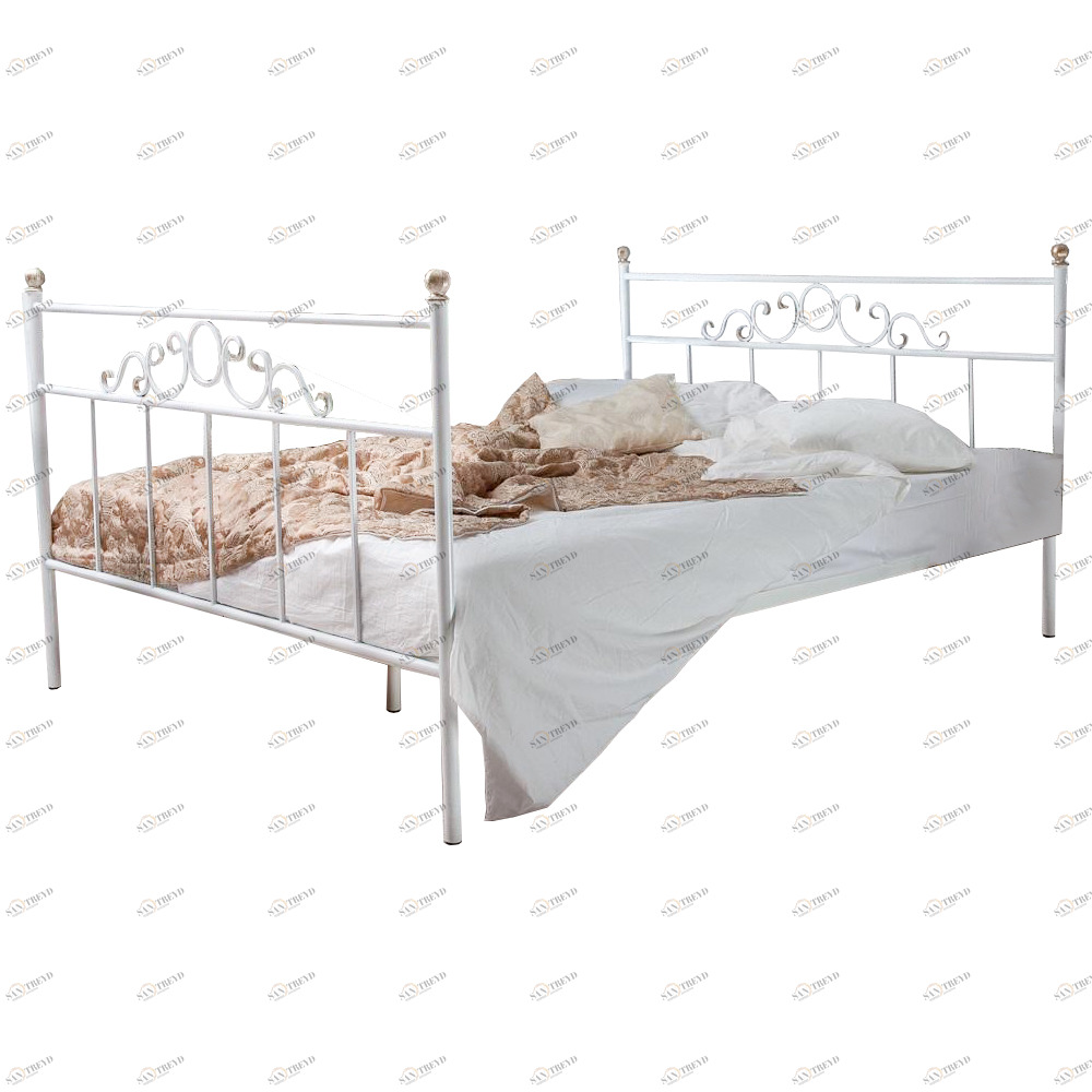 Кованая двуспальная кровать 180х200 с двумя спинками белая "Сандра" FRANCESCO ROSSI САНДРА 134665 Белый 