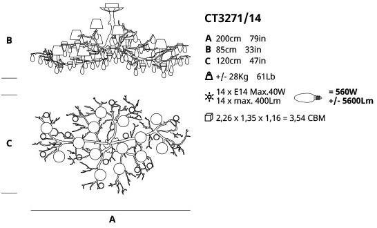 Serip Галогенная подвесная лампа Fascinium Ct3271/14 - Вид №3