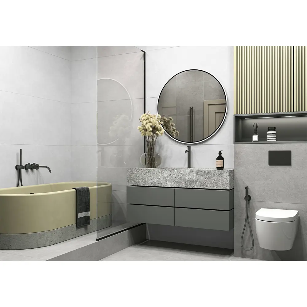 Глазурованный керамогранит Alma Ceramica Beton Evo 00 60x120 см 1.44 м² матовый цвет белый 89458841 STLM-2014404