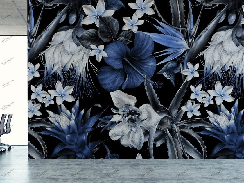 Baboon Моющиеся обои с цветочными мотивами Pattern sun-id-1374713