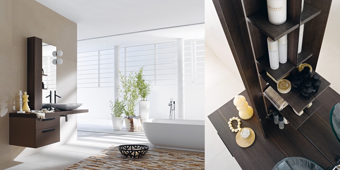 Комбинация ванной комнаты FLY113 в отделке Space Mineralmarmo/L35 Visone/Tranché Terra MILLDUE FLY - Вид №1