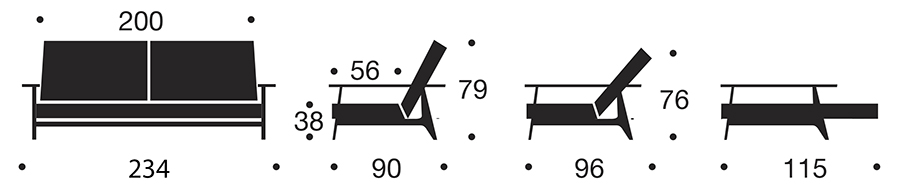 Диван раскладной Dublexo темно-серый с ножками из дуба и подлокотниками Innovation Living 741050563LG720 - Вид №6