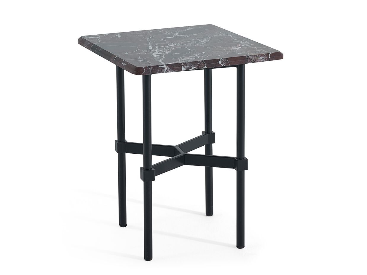 Высокий квадратный металлический журнальный столик с мраморной столешницей NDESIGN Ezora ARCH-00071354