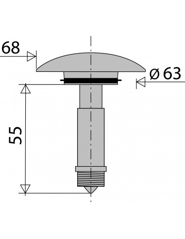 000760 000 00  Клапан для слива раковины Ø 68 мм, регулируемый стержень, латунь Valentin Хром  - Вид №2