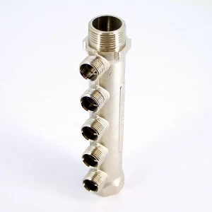 Коллектор НВ 1" никелированный TIEMME 5 выходов 1/2"Н 36мм