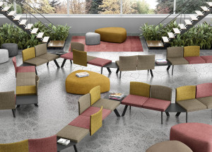 Модульная скамейка для контрактной ткани со спинкой