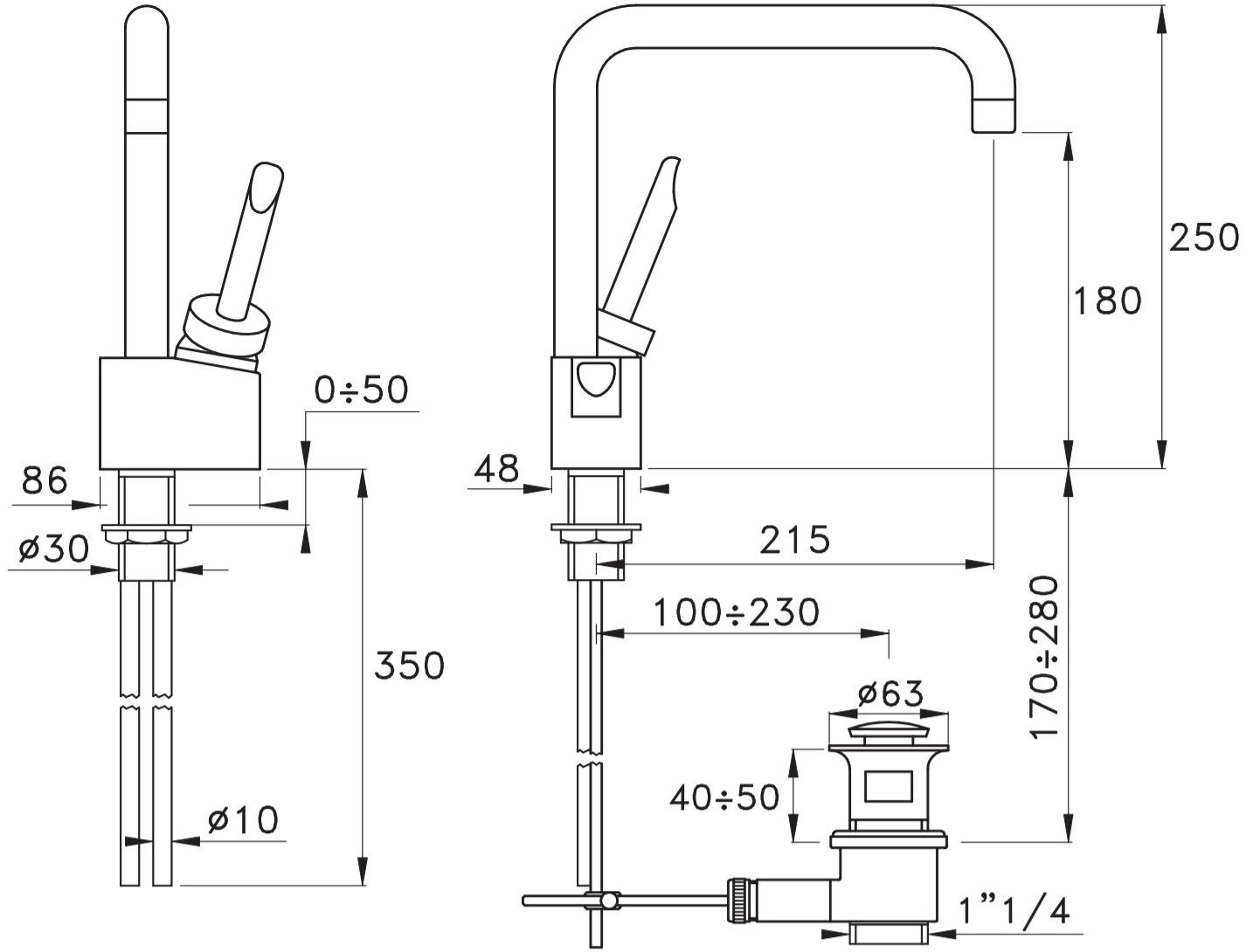 RUBINETTERIE STELLA Смеситель для раковины, однорычажный, с регулируемым изливом Box Art.61cr - Вид №1