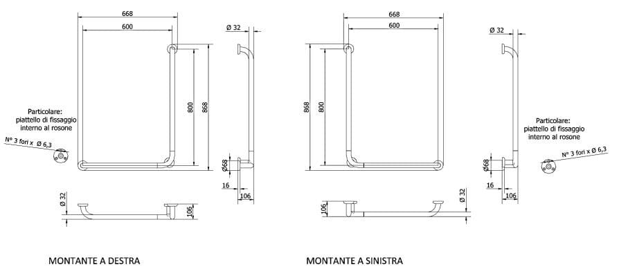 Угловая ручка с реверсивной стойкой dx/sx Thermomat окрашенная ARCH-00063803 - Вид №2