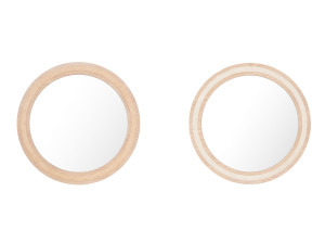 Круглое зеркало из дерева и рафии с настенной рамкой