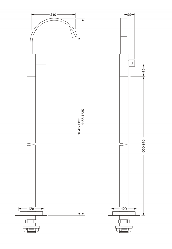 Однорычажный смеситель для раковины, напольный монтаж JOERGER Empire Royal 627.10.854.000 - Вид №1