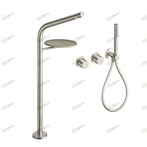 CRISX133 Внешние части смесителя для ванны CRICS100 (правая сторона) - CRICS101 (левая сторона) с переключателем на 2 выпускных отверстия, напольным изливом с поворотной насадкой, ручным душем против известкового налета, гибким шлангом LONG LIFE Cristina CRISTINA Rubinetterie 